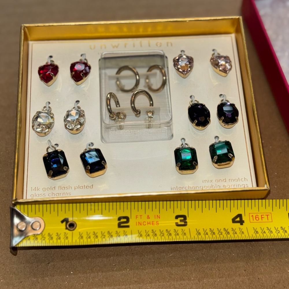 Colorful Gemstone Earring Set glass charms silver mix match gifts holiday party - Picture 5 of 6
